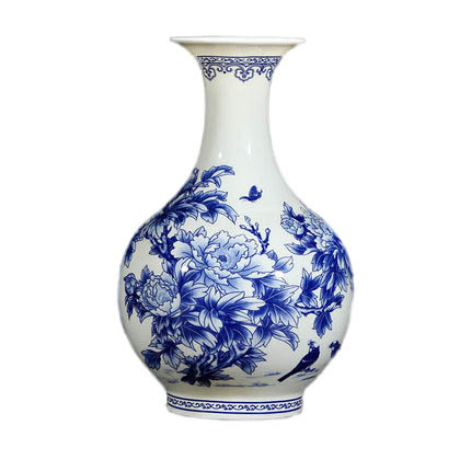 Blue and white peony pattern bone china ornamental vase Jahrriesnge porcelain of delicate bone china thin tire vase cna0682