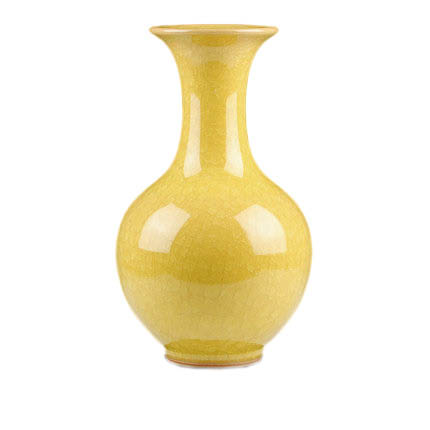 Cracked glaze yellow ornamental vase Jahrriesnge porcelain of yellow ice cube cracked gourd vase cna0732