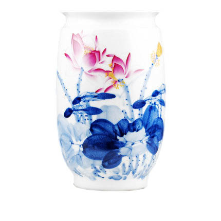 Celebrity master hand-painted lotus bucket shape ceramic vase Jahrriesnge porcelain of hand painted vase cna0771
