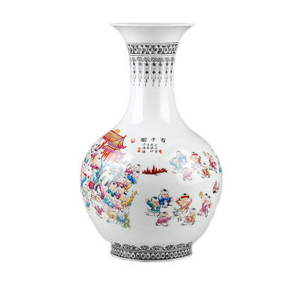 Children figure pastel ornamental vase Jahrriesnge porcelain of pastel one hundred children figure vase cna0783