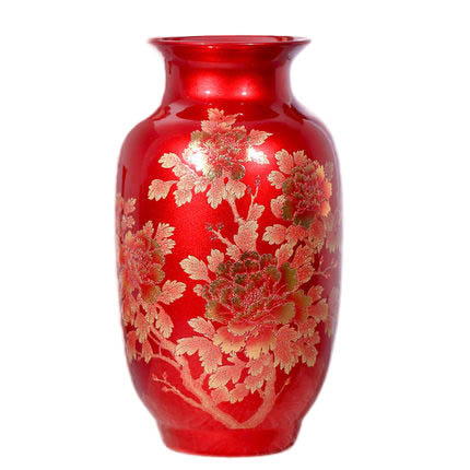 Winter melon golden flower crystal glazed red ornaments and vases Jahrriesnge porcelain of crystal glaze vase cna0833