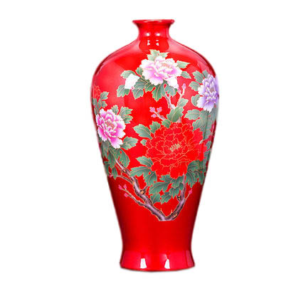 Chinese mermaid shape crystal glazed red ceramic vases Jahrriesnge porcelain of crystal glaze vase cna0837