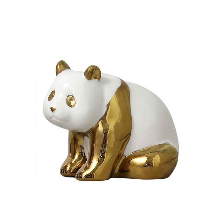 Desktop small golden chinese panda ceramic ornament Jahrriesnge porcelain of red gourd vase cna0862