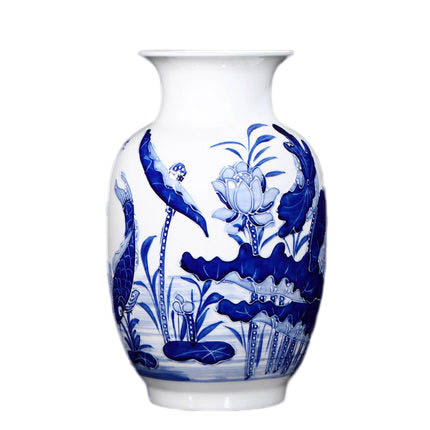 Winter melon hand painted relief blue and white chinese lotus vases Jahrriesnge porcelain of relief lotus vase cna0901