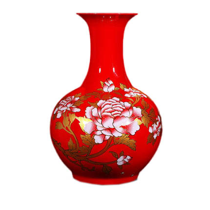 Chinese extra large poeny pattern red floor ceramic vases Jahrriesnge porcelain of red peony flower vase cna0922