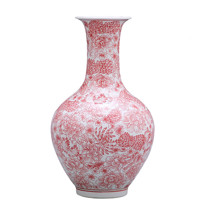 Red trendy flower ceramic antique vase multiple styles Jahrriesnge porcelain of crack glaze red vase cna0954