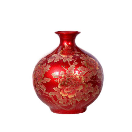 Trendy pomegranate shape red crystal glaze ceramic vase for flowers Jahrriesnge porcelain of crystal glaze vase cna0957