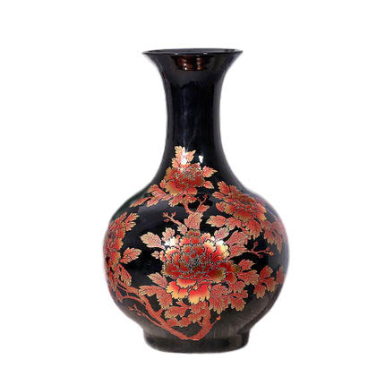 Trendy black crystal glaze ceramic vase and ornament for flowers Jahrriesnge porcelain of crystal glaze vase cna0959