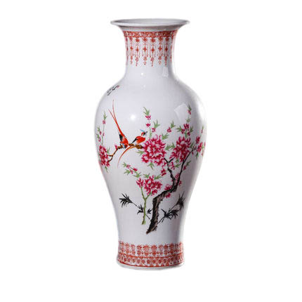 Fishtail shape birds and peach blossoms pattern chinese ceramic vase Jahrriesnge porcelain of vase cna0965