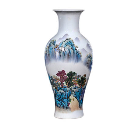 Small fishtail shape mountains and trees chinese ceramic vase Jahrriesnge porcelain of vase cna0968