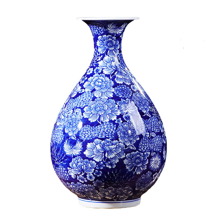 Bright blue and white ceramic antique jar for flowers Jahrriesnge porcelain of vase cna0973