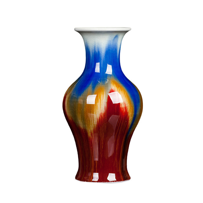 Vintage fishtail shape colorful kiln with cracked glaze ceramic vase Jahrriesnge porcelain of kiln drawing vase 3 pcs cna0982