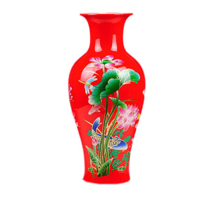 Lotus patten fishtail shape red ceramic vase and ornament Jahrriesnge porcelain of red lotus vase cna1010