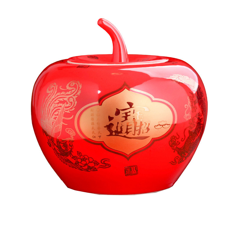 Red apple shaped big ceramic jar container with lid multiple styles Jahrriesnge porcelain of red apple vase cna1022