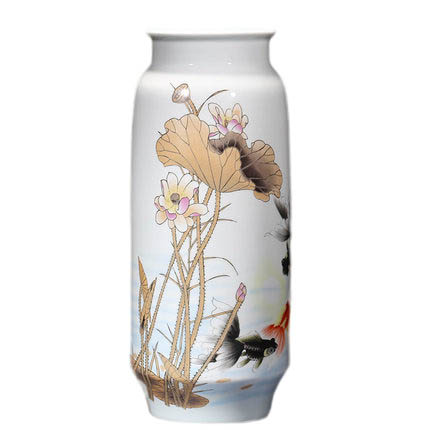 Living room extra large lotus drawing ceramic floor flower barrels Jahrriesnge porcelain of flowers vase cna1092
