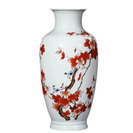 Living room large autumn maple leaves ceramic floor flower vase Jahrriesnge porcelain of flowers vase cna1094