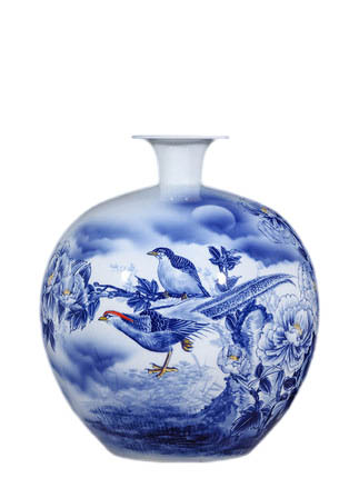Large hand painted birds and flowers blue and white porcelain vase Jahrriesnge porcelain of flowers and birds vase cna1113