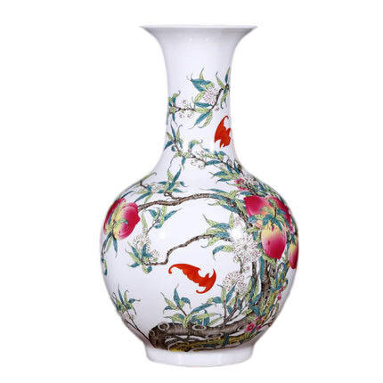 Ancient small qing dynasty qian long nine peaches ceramic vases Jahrriesnge porcelain of nine peach illustration vase cna1127