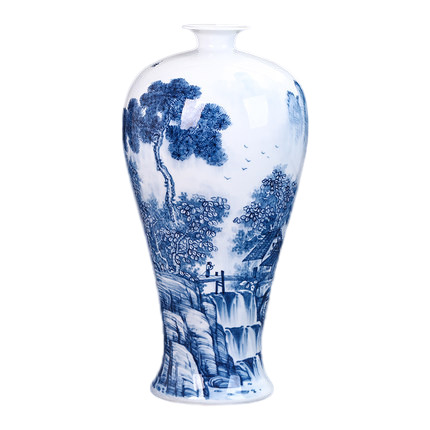 Designer large hand painted Pine trees and spring water ceramic vase Jahrriesnge porcelain of hand painted big vase cna1142