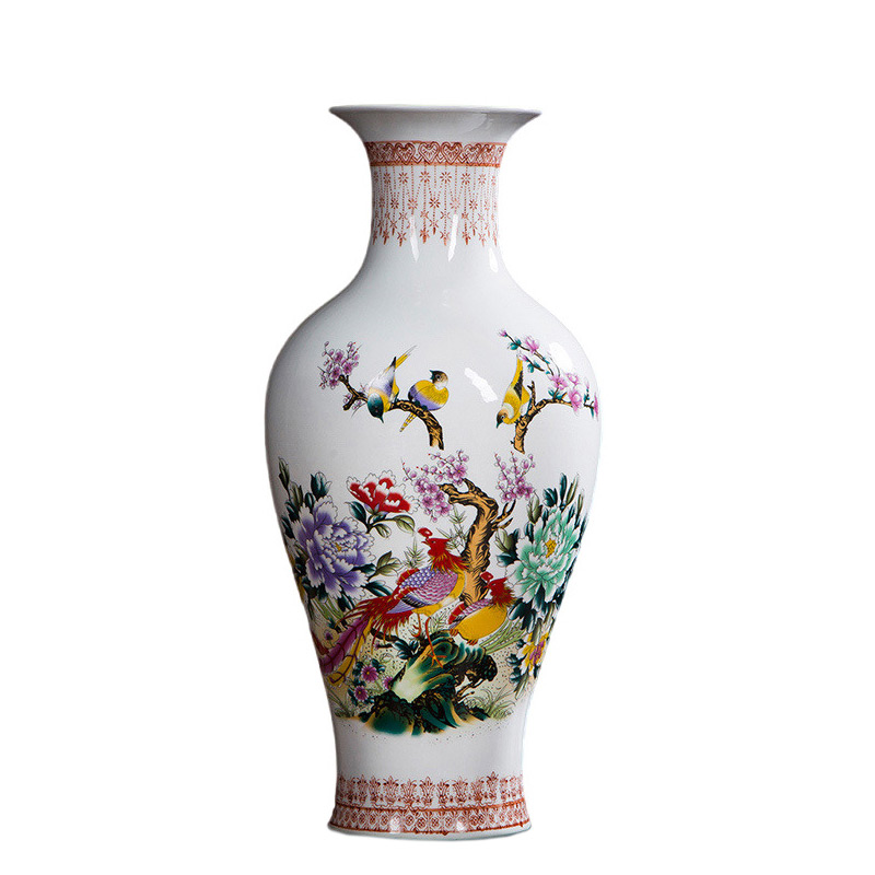 Large birds and flowers floor ceramic vases and ornaments Jahrriesnge porcelain of spring scenery vase cna1164