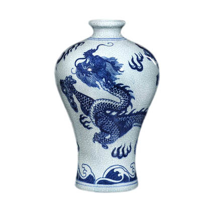 Cracked glazed blue and white dragon flower vases for living room Jahrriesnge porcelain of crack dragon vase cna1172