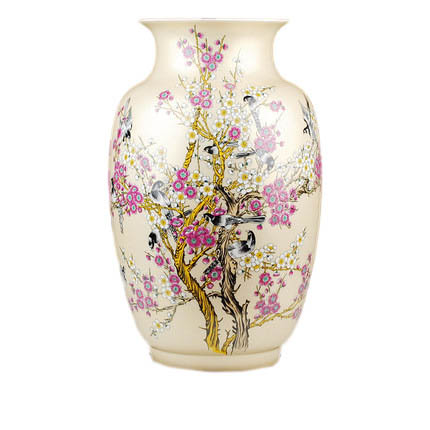 Big ornamental chinese golden ceramic vase with birds and flowers Jahrriesnge porcelain of golden vase cna1202