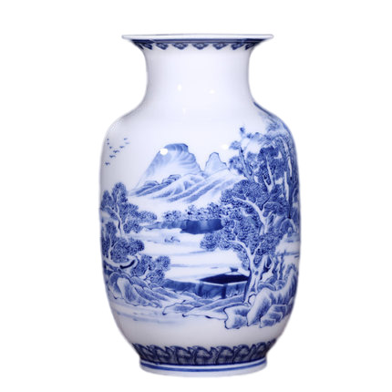 Blue and white landscape painting ceramic flower vase and ornament Jahrriesnge porcelain of vase cna1211