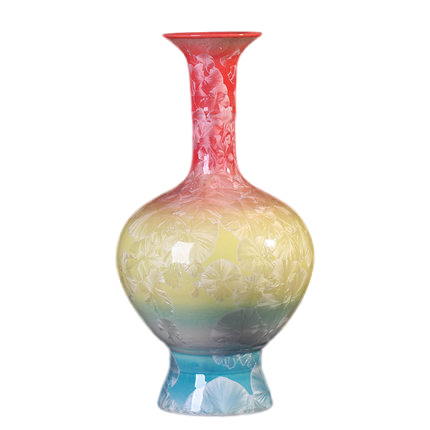 Red yellow and blue crystal glazed ceramic vase vintage made in china Jahrriesnge porcelain of crystal glaze vase cna1215
