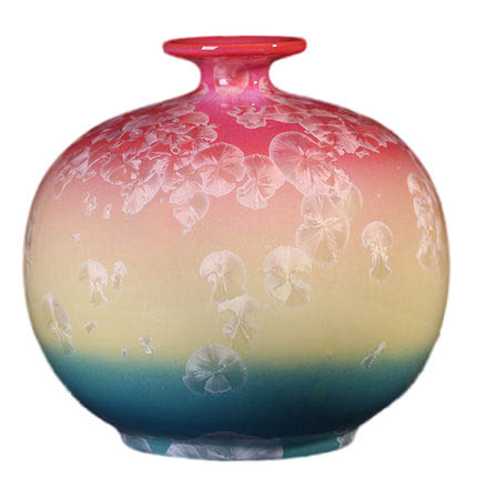 Red yellow and blue crystal glazed ceramics flower vase from china Jahrriesnge porcelain of crystal glaze vase cna1217
