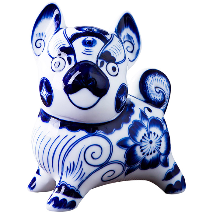 Blue and white porcelain auspicious dog zodiac ornaments home Jahrriesnge porcelain of cna1232