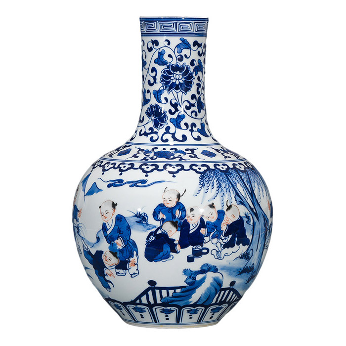 Vintage qing dynasty blue and white figure painting ceramics vases Jahrriesnge porcelain of cna1234