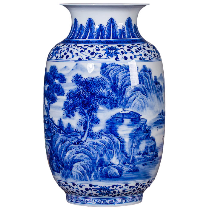 Designer hand-painted landscape blue and white ceremic thin vase Jahrriesnge porcelain of cna1237