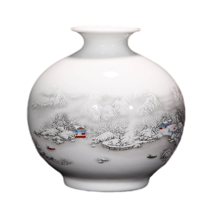 Small snow globes shape pottery flower vase with snow scene on Jahrriesnge porcelain of amimal vase cna1264