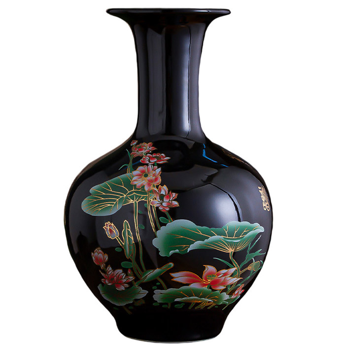 Bright black table ceramic flowers vase for home multiple styles Jahrriesnge porcelain of flowers gourd vase cna1268