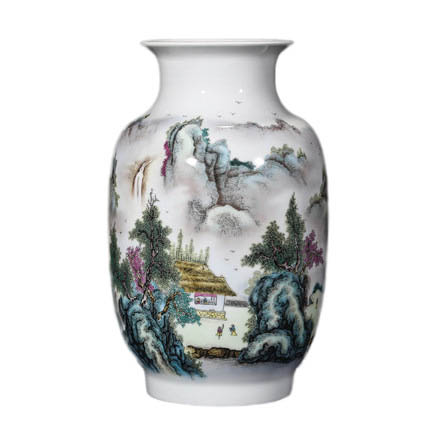 Designer pastel ceramic flower vase and ornament with landscape Jahrriesnge porcelain of colorful vase cna1276