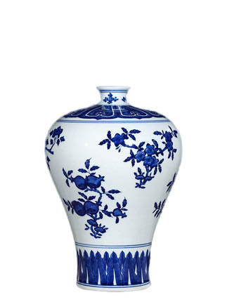 Vintage qing dynasty qian long blue and white ceramic flowers vase Jahrriesnge porcelain of cna1295