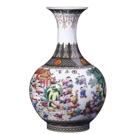 Chinese thin tire porcelain flower vase ornaments with figure painting Jahrriesnge porcelain of 100 children vase cna1311