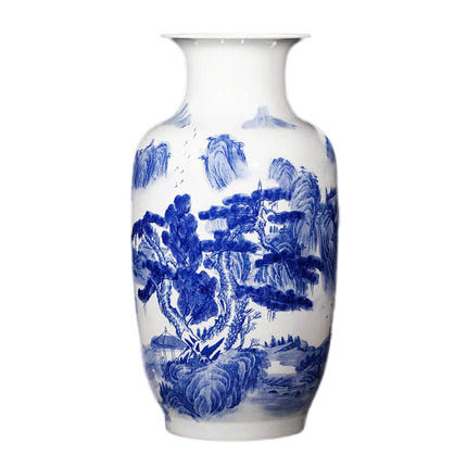Large decorative blue and white floor vases and ornaments for bedroom Jahrriesnge porcelain of landscape painting vase cna1326