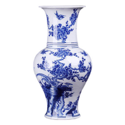 Hand painted decorative blue and white vase ornament for living room Jahrriesnge porcelain of blue and white vase cna1332