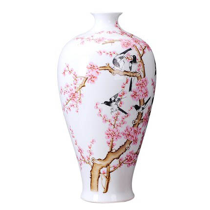 Designer hand painted ceramic vase and ornament with birds and flowers Jahrriesnge porcelain of birds flowers vase cna1339