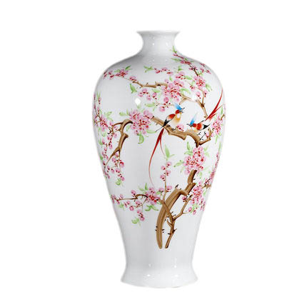 Designer hand painted ceramic vase and ornament with birds and flowers Jahrriesnge porcelain of birds flowers vase cna1340