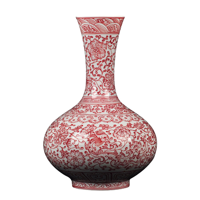 Chinese vintage Qing Qianlong hand painted underglaze red ceramic vase Jahrriesnge porcelain of cna1365