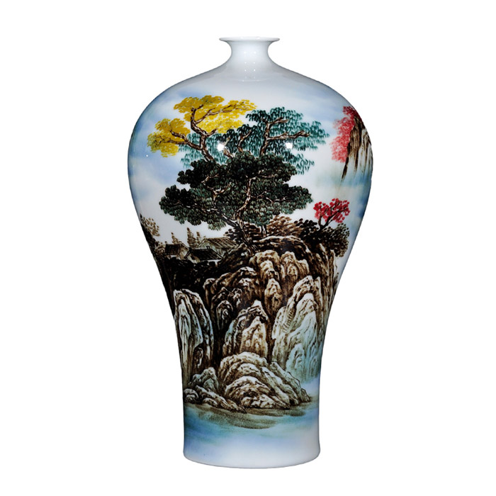 Chinese hand painted pastel porcelain landscape thin tire ceramic vase Jahrriesnge porcelain of cna1371