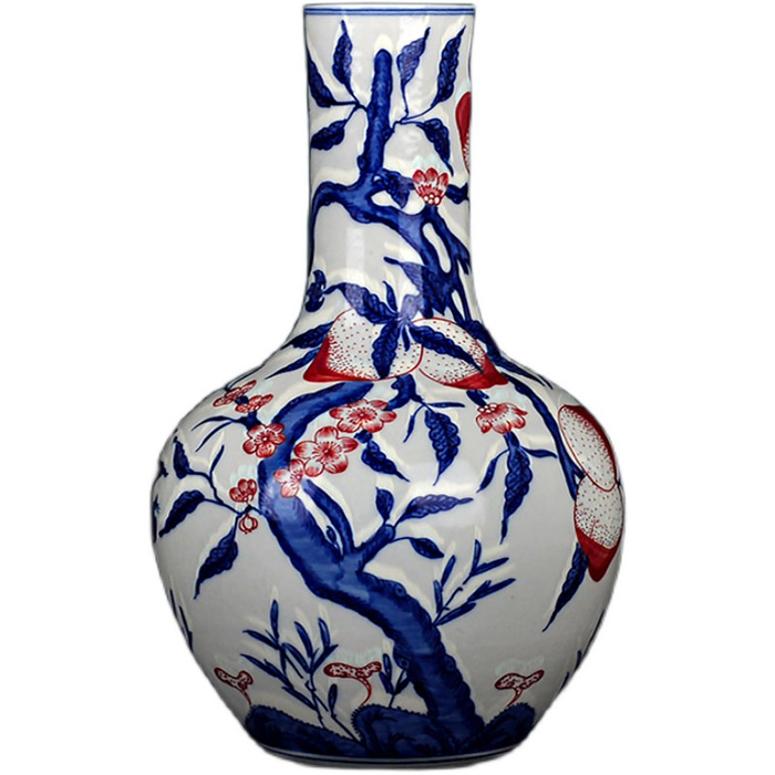 Vintage collection underglaze red nine peaches celestial ceramic vase Jahrriesnge porcelain of cna1379