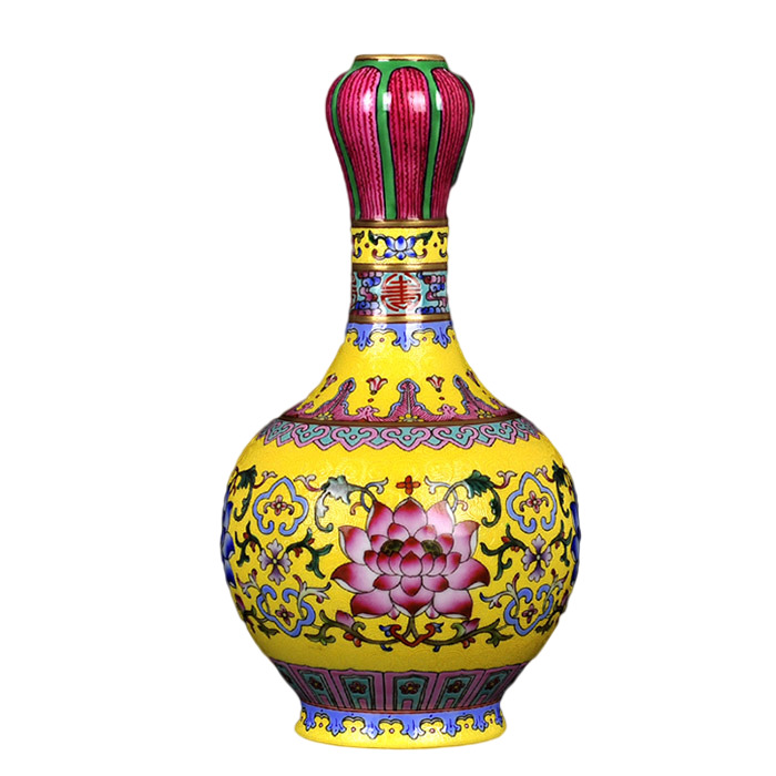 Vintage qing qianlong pastel grilled garlic shape ceramic vase home Jahrriesnge porcelain of cna1387