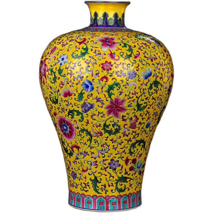 Jingdezhen vintage pastel yellow background mermaid ceramic vase home Jahrriesnge porcelain of cna1401