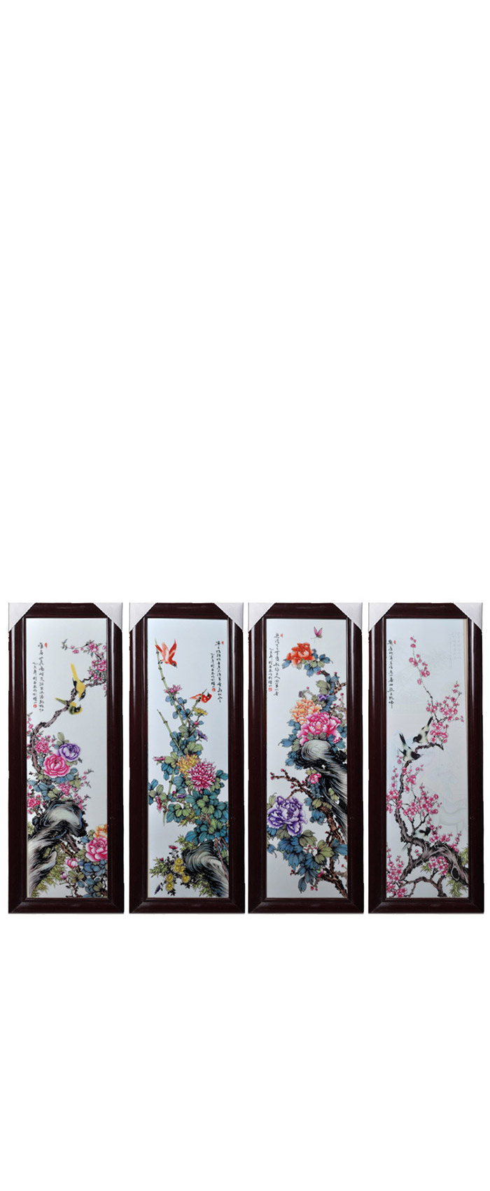 Hand painted pastel flowers and birds ceramic wall hanging plates Jahrriesnge porcelain painting of cna1402