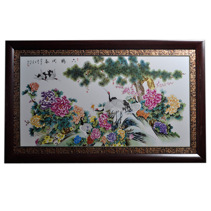 Decorative six cranes in spring ceramic wall hanging plates home Jahrriesnge porcelain painting of cna1423