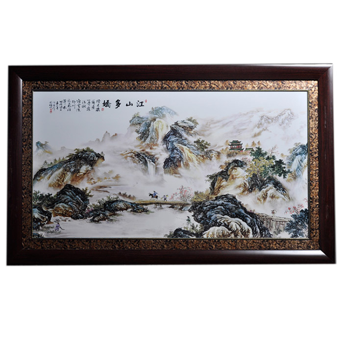 Landscape painting decorative ceramic wall hanging plates living room Jahrriesnge porcelain painting of cna1424