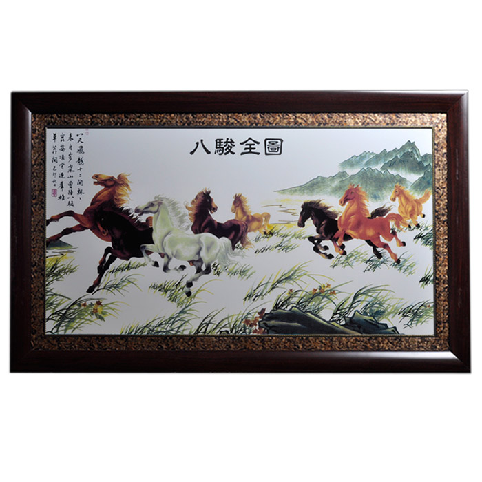 Chinese eight horses painting decorative ceramic wall hanging plates Jahrriesnge porcelain painting of cna1427